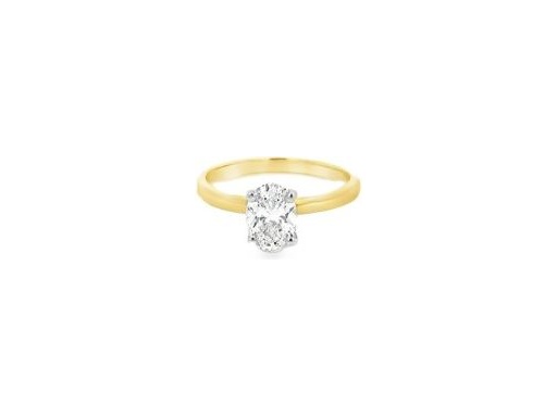 1 Carat Oval Natural Diamond Ring in 18K Yellow Gold
